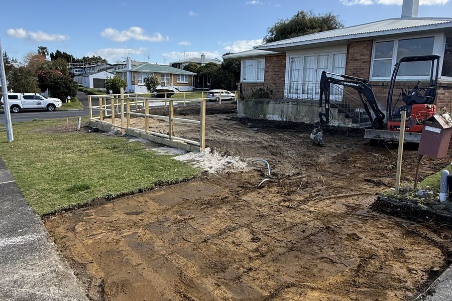 Driveway excavated and boxed