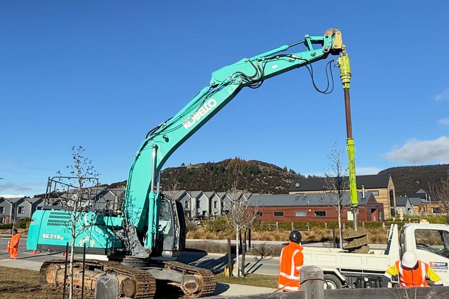 Piling work on a new street