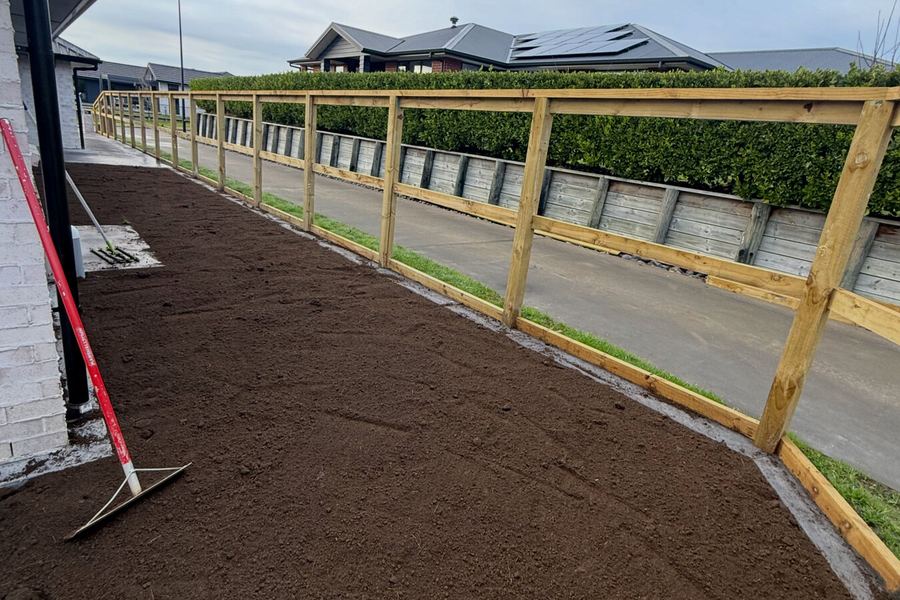 Topsoil path shaped and edged